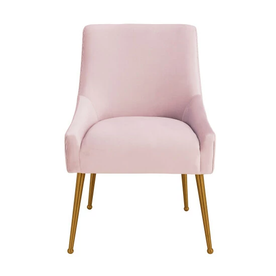 Best Sale đ Silver Orchid Basquette Pleated Blush Velvet Side Chair đ - Image 5
