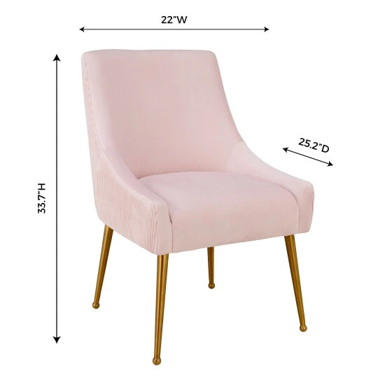 Best Sale đ Silver Orchid Basquette Pleated Blush Velvet Side Chair đ - Image 6