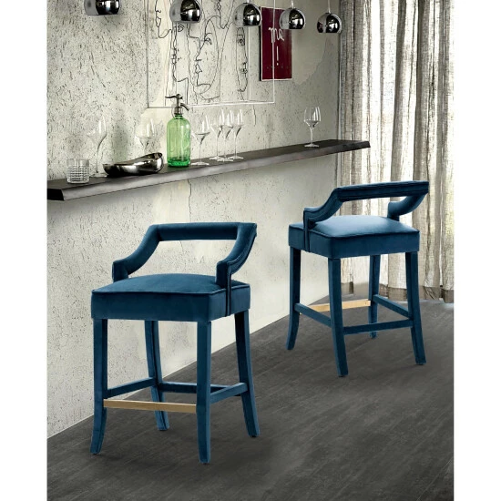Best Pirce â Silver Orchid Beavers Velvet Upholstered Counter Stool Chair Grey đ