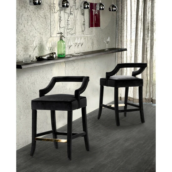 Best Pirce â Silver Orchid Beavers Velvet Upholstered Counter Stool Chair Grey đ - Image 4