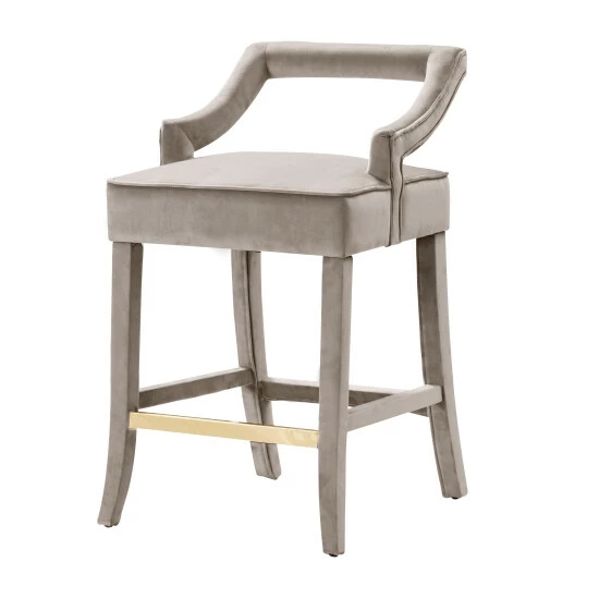 Best Pirce â Silver Orchid Beavers Velvet Upholstered Counter Stool Chair Grey đ - Image 8