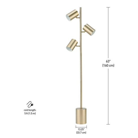Flash Sale đ Silver Orchid Sangro 63-inch 3-Light Gold Floor Lamp â - Image 5