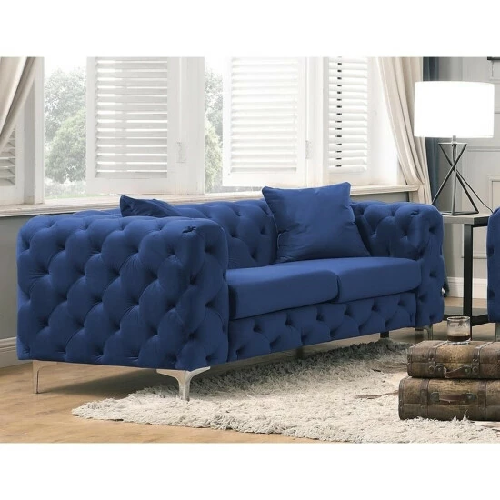 New đ Silver Orchid Bambrick Tufted Velvet Upholstered Loveseat Grey đ