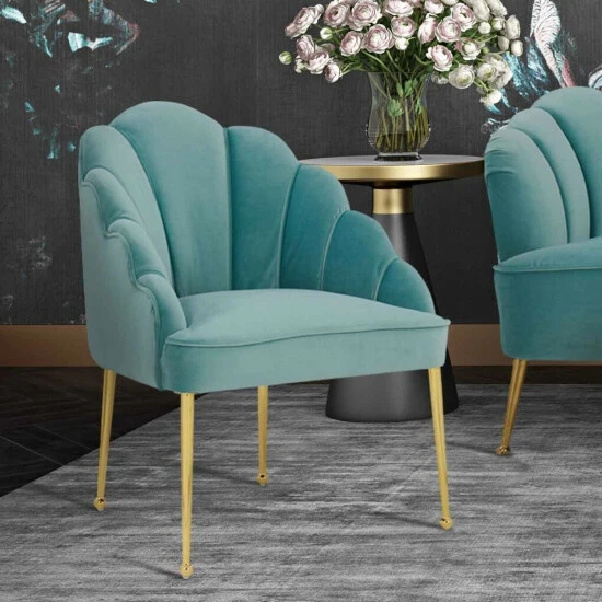 Brand new đ Silver Orchid Zelenka Sea Blue Velvet Chair â¨