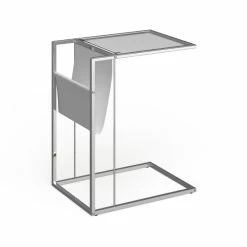 Best Pirce 🎉 Silver Orchid Nilsson White And Chrome Metal Accent Table And Magazine Holder 👍