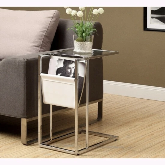 Best Pirce đ Silver Orchid Nilsson White And Chrome Metal Accent Table And Magazine Holder đ - Image 2