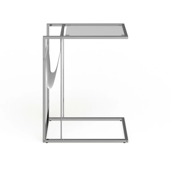 Best Pirce đ Silver Orchid Nilsson White And Chrome Metal Accent Table And Magazine Holder đ - Image 3