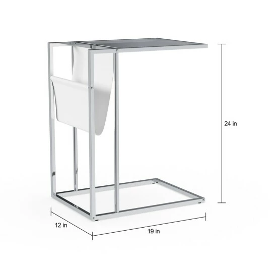 Best Pirce đ Silver Orchid Nilsson White And Chrome Metal Accent Table And Magazine Holder đ - Image 6