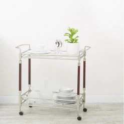 Buy 🤩 Silver Orchid Rita Serving Cart Brown 😉