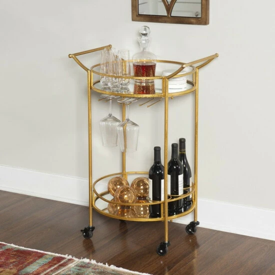 Wholesale ⌛ Silver Orchid Grant Gold Round Metal Bar Cart ⭐