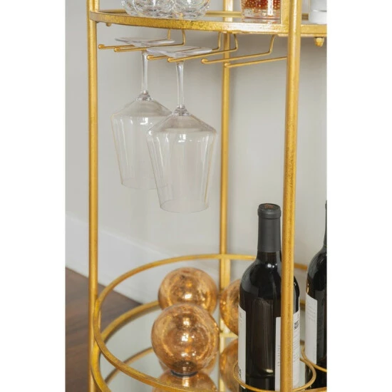 Wholesale ⌛ Silver Orchid Grant Gold Round Metal Bar Cart ⭐ - Image 3