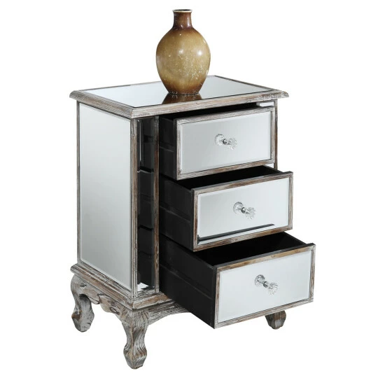 Brand new đ Silver Orchid Talmadge 3-Drawer Mirrored End Table Black / Mirror đ - Image 2
