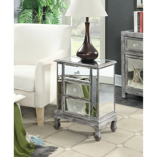 Brand new đ Silver Orchid Talmadge 3-Drawer Mirrored End Table Black / Mirror đ - Image 4