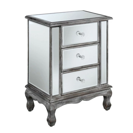 Brand new đ Silver Orchid Talmadge 3-Drawer Mirrored End Table Black / Mirror đ - Image 6