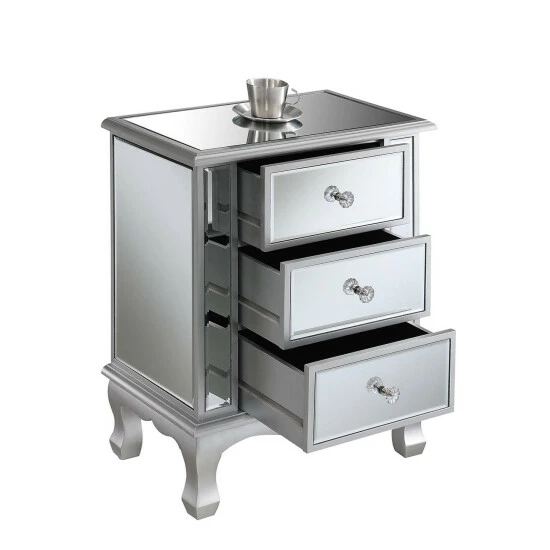 Brand new đ Silver Orchid Talmadge 3-Drawer Mirrored End Table Black / Mirror đ - Image 8