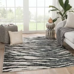 Deals ⭐ Silver Orchid Semon Animal Black/ Gray Area Rug 🛒