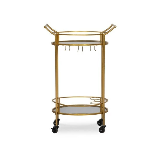 Wholesale ⌛ Silver Orchid Grant Gold Round Metal Bar Cart ⭐ - Image 5