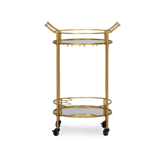 Wholesale ⌛ Silver Orchid Grant Gold Round Metal Bar Cart ⭐ - Image 6