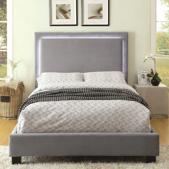 Budget đ Silver Orchid Berger LED Light Grey Platform Bed đ