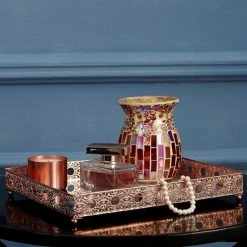 Wholesale 🥰 Silver Orchid Costello Large Rose Gold Mirror Tray 🔥