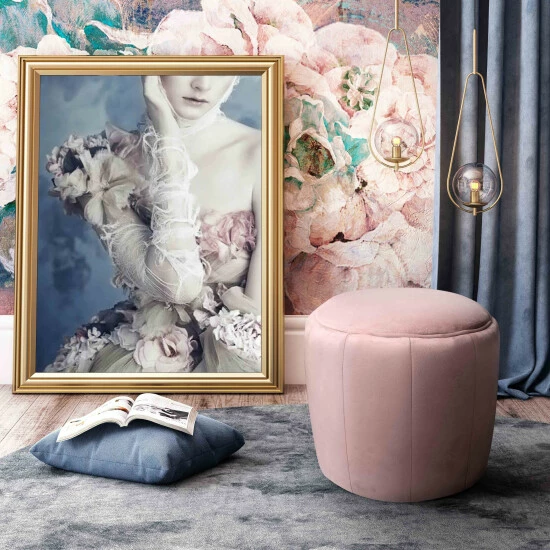 Hot Sale 🥰 Silver Orchid Abbot Blush Velvet Ottoman ✨