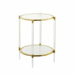 Outlet ❤️ Silver Orchid Farrar Acrylic Glass End Table Clear/gold 👍