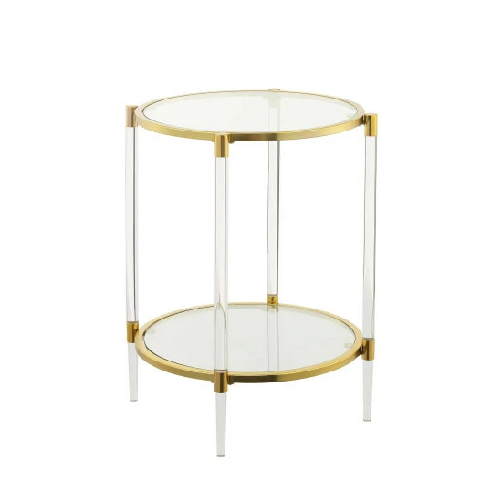 Outlet â¤ď¸ Silver Orchid Farrar Acrylic Glass End Table Clear/gold đ