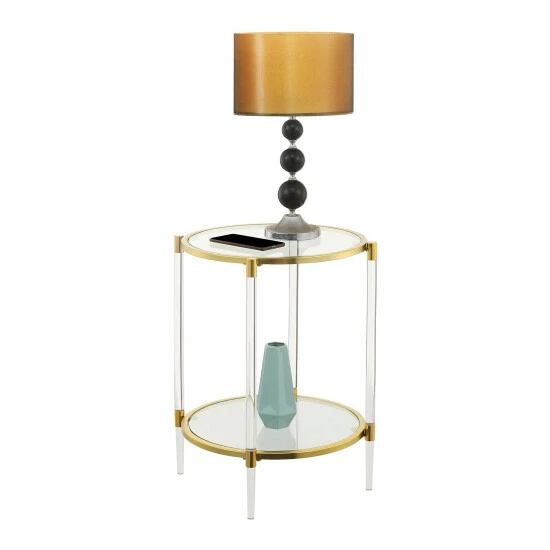 Outlet â¤ď¸ Silver Orchid Farrar Acrylic Glass End Table Clear/gold đ - Image 2