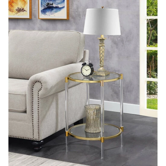 Outlet â¤ď¸ Silver Orchid Farrar Acrylic Glass End Table Clear/gold đ - Image 3