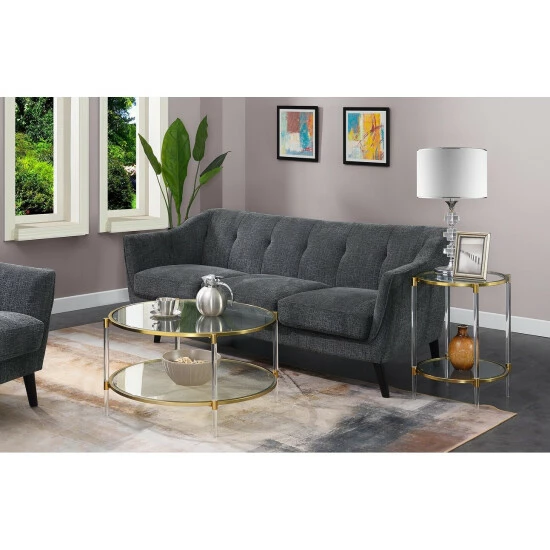Outlet â¤ď¸ Silver Orchid Farrar Acrylic Glass End Table Clear/gold đ - Image 4