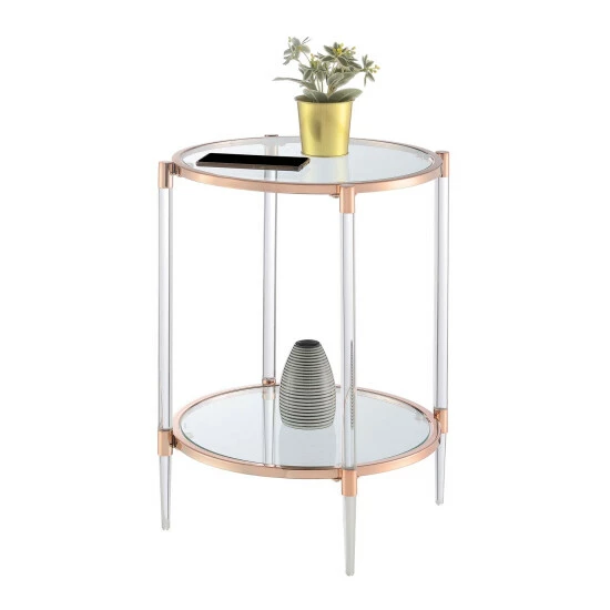 Outlet â¤ď¸ Silver Orchid Farrar Acrylic Glass End Table Clear/gold đ - Image 6