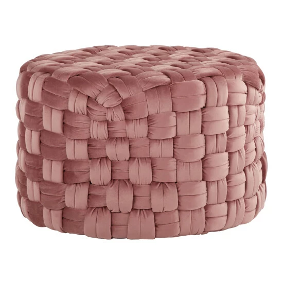 Discount ✨ Silver Orchid Camilla Braided Round 24" Ottoman Blush Pink 🧨 - Image 5