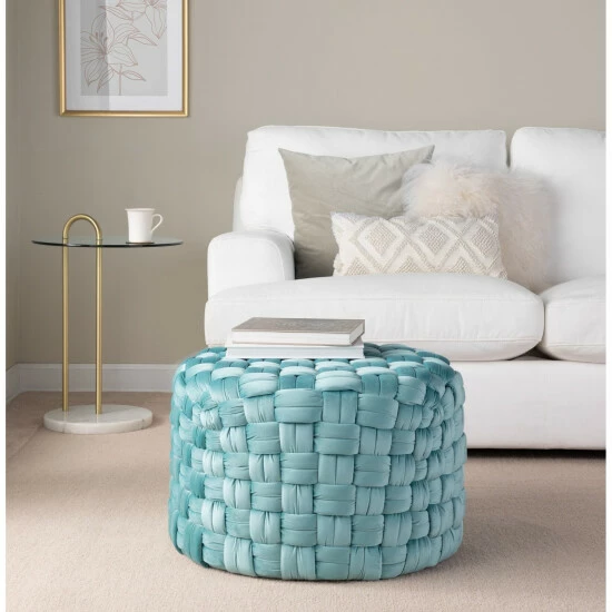 Discount ✨ Silver Orchid Camilla Braided Round 24" Ottoman Blush Pink 🧨 - Image 8