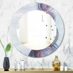 Cheap ⌛ Silver Orchid Alba Printed Modern Bathroom Mirror Purple 🌟