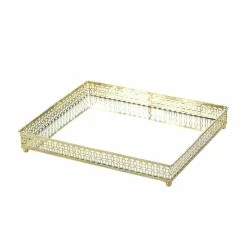 Brand new 🎉 Silver Orchid Costello Gold Metal Mirror Tray 👍