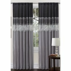 Wholesale 👏 Silver Orchid Page Two-tone Faux Silk Single Curtain Panel White/blush 🎉