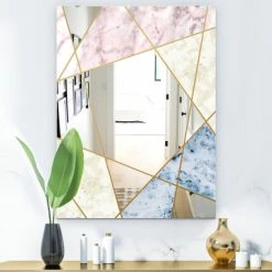 Buy 💯 Silver Orchid Boyd 'Marbled Diamond 3' Printed Mid-Century Mirror 🛒