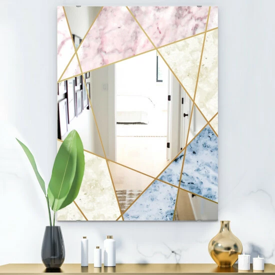 Buy đŻ Silver Orchid Boyd 'Marbled Diamond 3' Printed Mid-Century Mirror đ