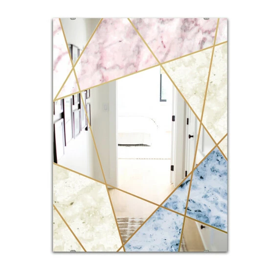 Buy đŻ Silver Orchid Boyd 'Marbled Diamond 3' Printed Mid-Century Mirror đ - Image 2