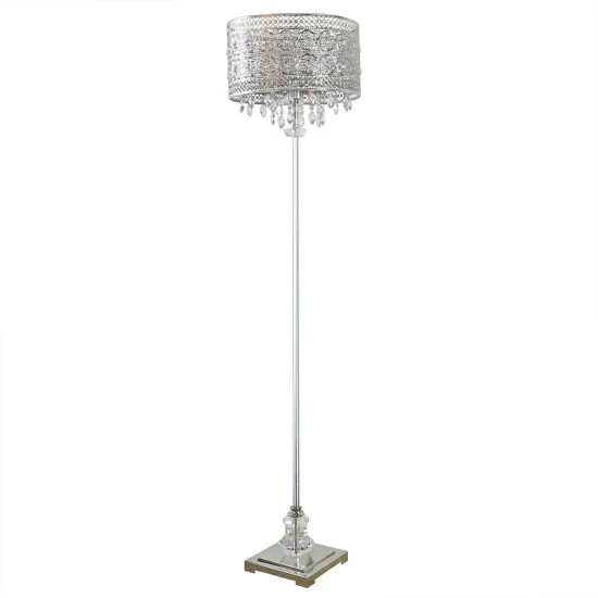 Outlet ๐ Silver Orchid Brielle Polished Nickel And Crystal 1-light Floor Lamp - 14.2"L X 14.2"W X 60.5"H โจ - Image 4