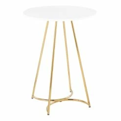 Budget ❤️ Silver Orchid Cece Counter Height Table White Wood/gold Metal 💯