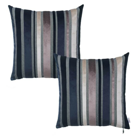 Best Pirce ๐ Silver Orchid Shearer Velvet Dark Blue Throw Decorative Pillow ๐ฅ - Image 3