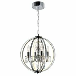 Budget 🔥 Silver Orchid Daix Chrome 4-light Globe Chandelier With Crystals 🤩