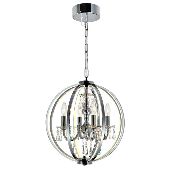 Budget ๐ฅ Silver Orchid Daix Chrome 4-light Globe Chandelier With Crystals ๐คฉ