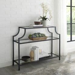 Best Pirce 🧨 Silver Orchid Bow Oil-rubbed Bronze Console Table ⌛