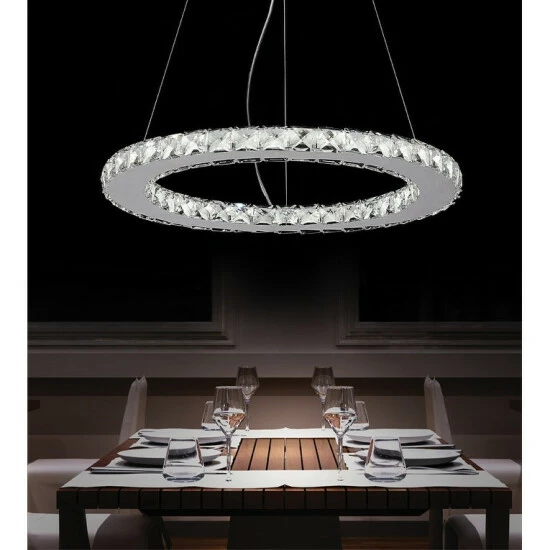 Buy ⭐ Silver Orchid Blinn LED Crystal Drum Chandelier With Chrome Finish ⌛