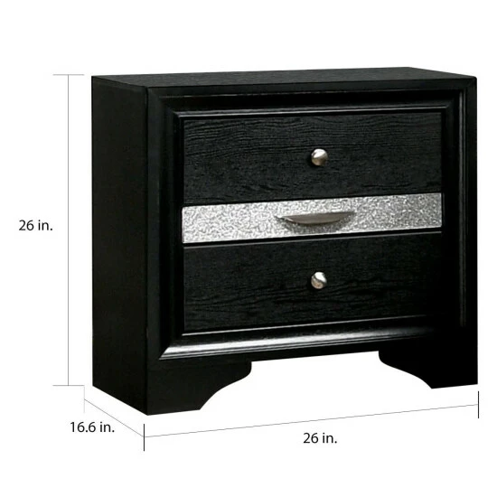 Best Pirce ๐ Silver Orchid Aoki Contemporary Black 3-drawer Nighstand ๐ - Image 5