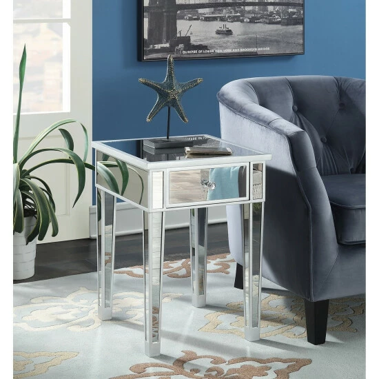 Best reviews of â Silver Orchid Talmadge Mirrored End Table With Drawer Champagne/mirror đ