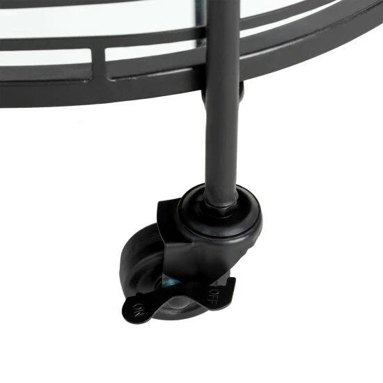 Best reviews of ๐ Silver Orchid Marsh Oval Mirrored Glass Top New Bar Cart With Wheels Black ๐งจ - Image 6