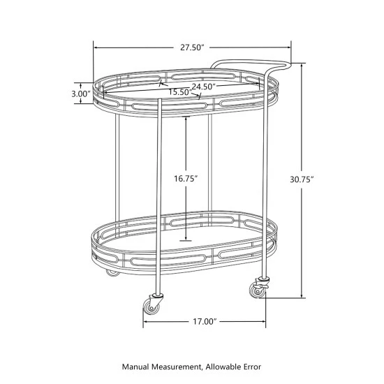 Best reviews of ๐ Silver Orchid Marsh Oval Mirrored Glass Top New Bar Cart With Wheels Black ๐งจ - Image 7